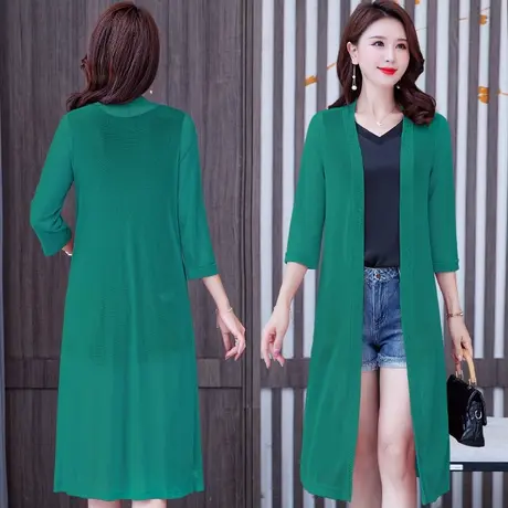 防晒衣女2022春夏大码开衫薄外套披肩外搭中长款纯色百搭上衣过膝图片