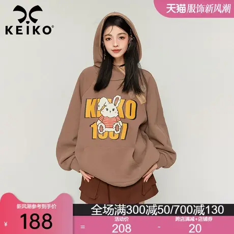 KEIKO 慵懒风连帽卫衣女2024早春不规则斜襟设计感复古加厚外套图片