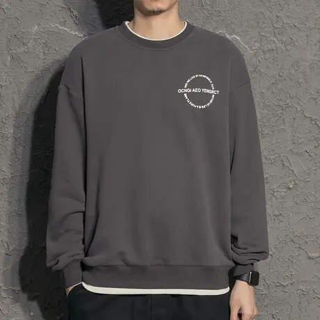 休闲百搭假两件男士卫衣韩版潮流宽松春季上衣外套男春秋无帽衣服商品大图