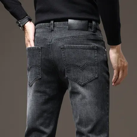 修身小直筒男装高端水洗春季休闲牛仔裤春秋款弹力男裤子男款春装商品大图