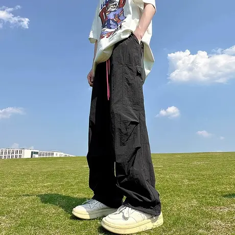 冰丝速干阔腿工装裤子男oversize高街美式vibe降落伞兵冲锋夏薄款图片