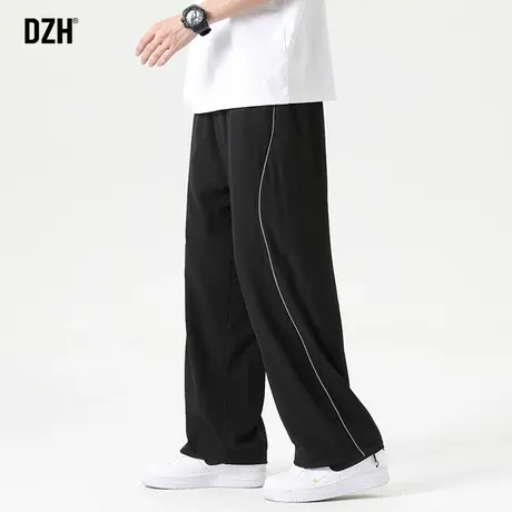 男士黑色直筒裤子男秋冬新款休闲裤2023新款垂感阔腿裤九分束脚裤商品大图