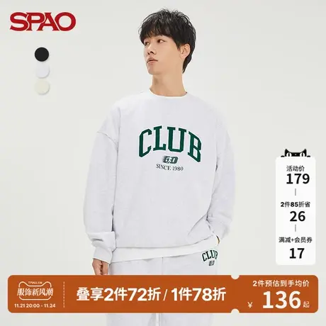 SPAO男士卫衣春季新款时尚休闲圆领字母印花套头卫衣SPMWC12H11图片