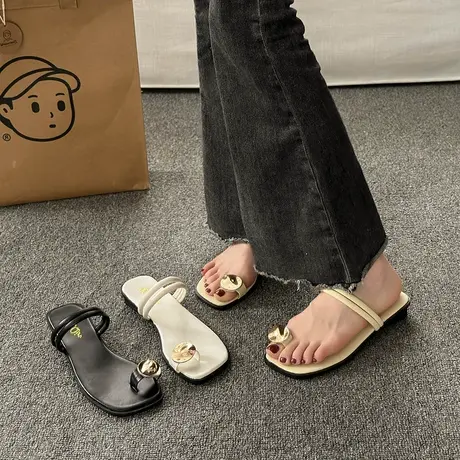 两穿小众设计感套趾凉鞋女外穿2024年夏季新款百搭软底平底沙滩鞋商品大图