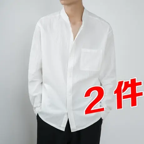 衬衫外套男夏季亚麻透气日系薄款长袖棉麻衬衣休闲外穿宽松上衣服商品大图