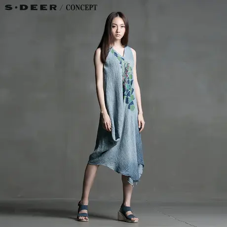 S·DEER＼CONCEPT【新品】圣迪奥彩瓷凸绣不规则摆连衣裙5281245图片