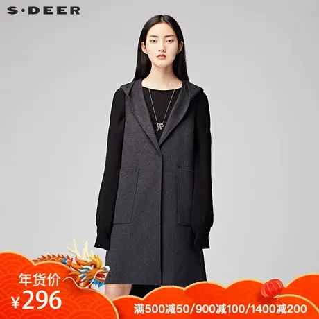 sdeer圣迪奥冬装新款连帽双面尼毛呢马甲S17481660🌂图片