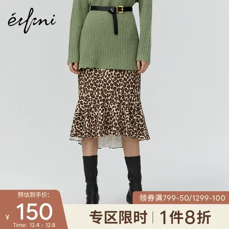 【商场同款】伊芙丽新款冬装波点高腰A字裙半身裙1AA340141图片
