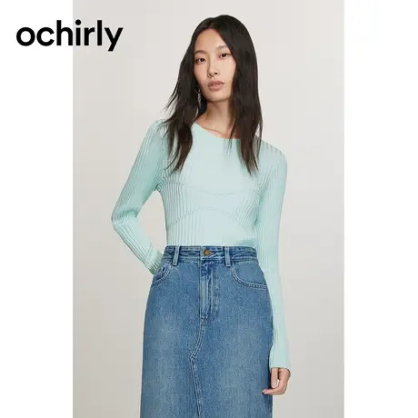 【新降】醋酸纱氧气衫 欧时力肌理感针织衫24早春显瘦凉爽透气商品大图