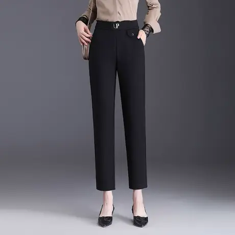 黑色显瘦九分烟管裤女2024春季新款高腰直筒小西裤时尚休闲锥形裤图片