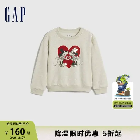 【迪士尼联名】Gap女幼童冬季加绒保暖卫衣洋气圆领上衣829768商品大图