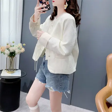 新中式国潮风西装短外套女春季2024年新款宽松小个子洋气盘扣上衣图片