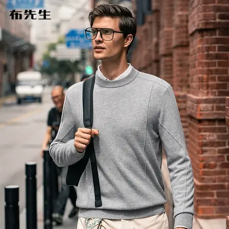 MrBu布先生轻盈舒适羊绒衫男上衣秋冬线条装饰半高领毛衣BT11568商品大图