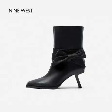 Nine West/玖熙心动信号2023冬新款蝴蝶绑带短靴小众气质时装靴女商品大图
