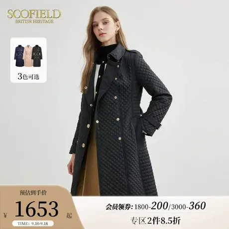 Scofield女装复古收腰显瘦菱格时尚气质中长款风衣棉服秋冬新款商品大图