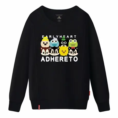 Ohlyah品牌冬装外套加绒厚款卫衣男女宽松大码卡通英文学生外套潮商品大图