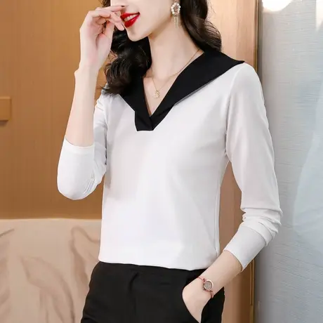 欧货早秋上衣服长袖t恤女春秋季今年流行打底衫2023新款女装内搭图片