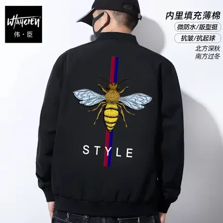 伟臣2022秋冬新品大码男装夹克外套男胖子加肥加大宽松棒球领休闲商品大图