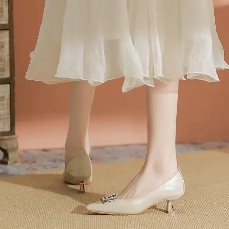 气质高跟鞋女细跟2023春季新款设计感小众尖头法式仙女风职业单鞋图片