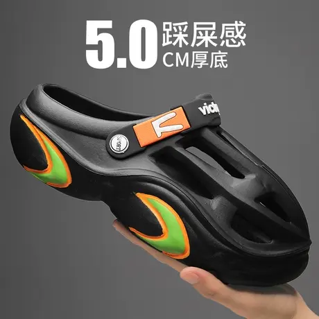 男鞋夏季水鞋涉水雨凉鞋男开车钓鱼劳保胶鞋软底软面厨师鞋防滑鞋商品大图