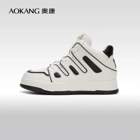 【门店发货】奥康女鞋 2024春季新款美式复古拼接厚底百搭板鞋图片