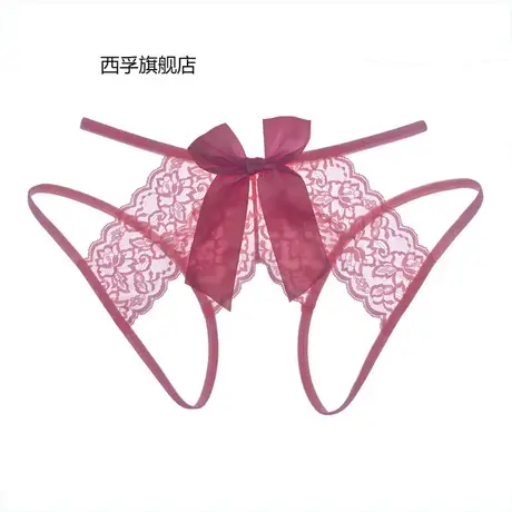 日系开档免脱加大码情趣内衣纯欲诱惑透明无痕蕾丝开叉内裤女图片