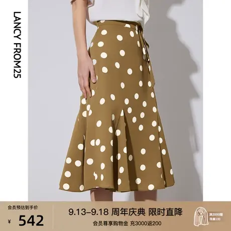 朗姿法式高腰显瘦波点鱼尾半身裙2023年春季新款高级感包臀裙子女商品大图
