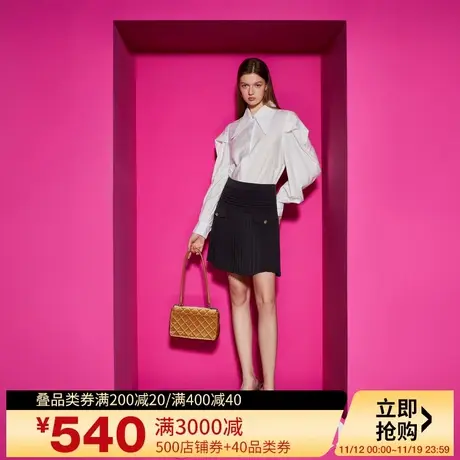 Juicy Couture橘滋2023新款俏皮金扣百褶半裙图片