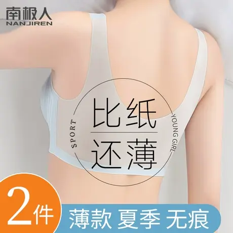 无痕内衣女无钢圈背心式大胸显小聚拢防下垂夏季薄款透气冰丝文胸商品大图
