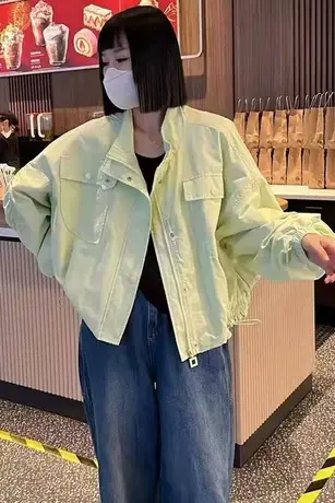 夹克外套女2023春秋季新款宽松bf风复古港味潮韩版工装百搭潮上衣图片