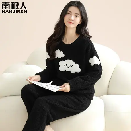 睡衣冬季女款秋季2023年新款珊瑚绒加绒加厚法兰绒显瘦家居服冬天图片