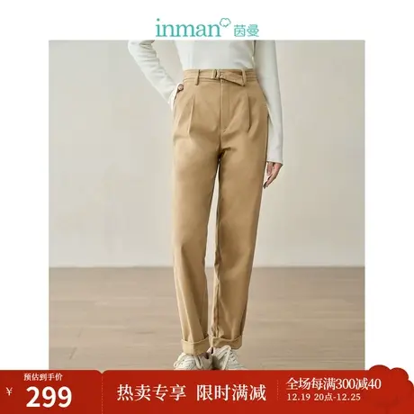 【商场同款】茵曼休闲中高腰萝卜裤2023秋季女装新款松紧显瘦长裤商品大图