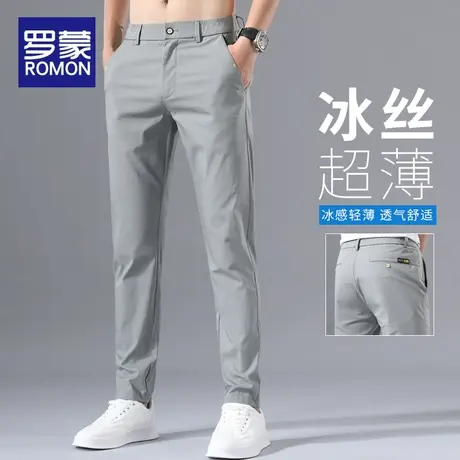 罗蒙冰丝裤子男款夏季薄款宽松直筒凉感男裤潮牌夏天男士休闲长裤商品大图