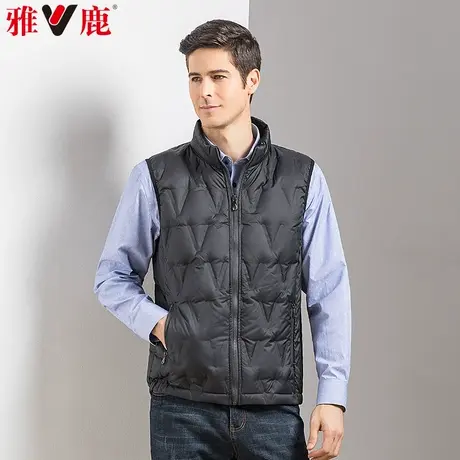 雅鹿秋冬季中老年人男士羽绒服马甲马夹背心修身轻薄保暖商务外套商品大图