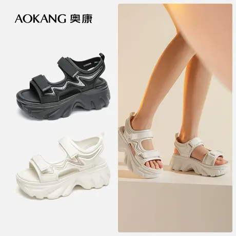 【门店发货】奥康女鞋新款时尚休闲增高厚底舒适运动凉鞋图片