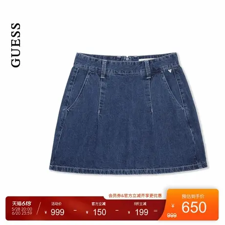 GUESS25年新款夏季女士纯色简约百搭美式短裙牛仔半身裙-YP2D2585图片