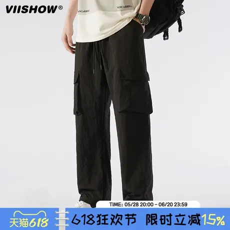 VIISHOW裤子男款美式高街2025年新款休闲裤夏季宽松百搭伞兵裤子商品大图