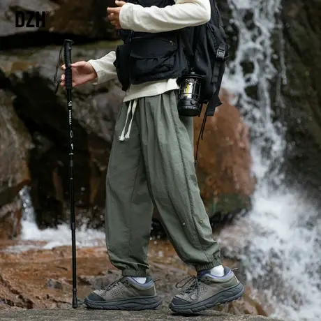 军绿色束脚工装裤子男青少年户外登山裤美式伞兵裤防水冲锋裤男款商品大图