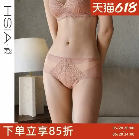 【小波纹】遐中腰平角裤超薄透气速干纯棉裆包臀性感蕾丝内裤女夏图片