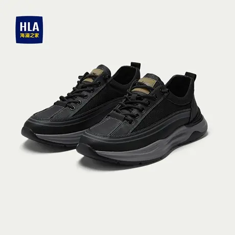 HLA/海澜之家抽绳系带休闲鞋25新字母印花耐磨鞋底透气圆头鞋子男商品大图