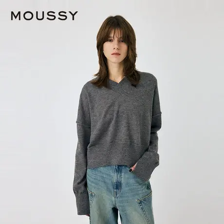 MOUSSY 春季新品简约通勤风V领宽松百搭打底针织衫010HAS70-9331商品大图