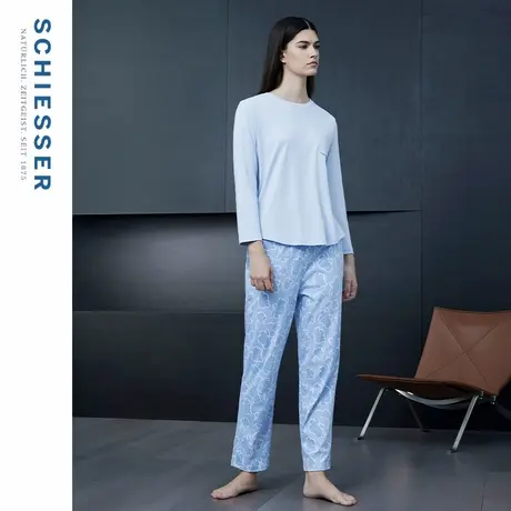 SCHIESSER舒雅女士40S纯棉双面布圆领印花睡衣家居套装21507H图片