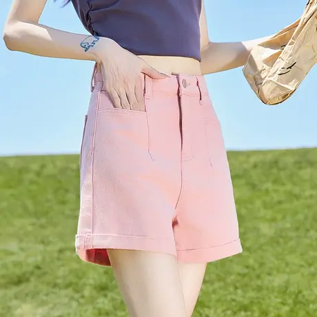 唐狮春夏季新款牛仔短裤女高腰宽松显瘦工装潮流多巴胺甜酷图片