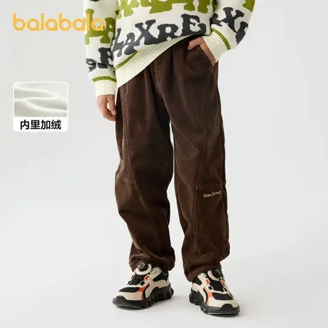 巴拉巴拉童装男童长裤加绒中大童裤子秋冬灯芯绒保暖时尚萝卜长裤商品大图