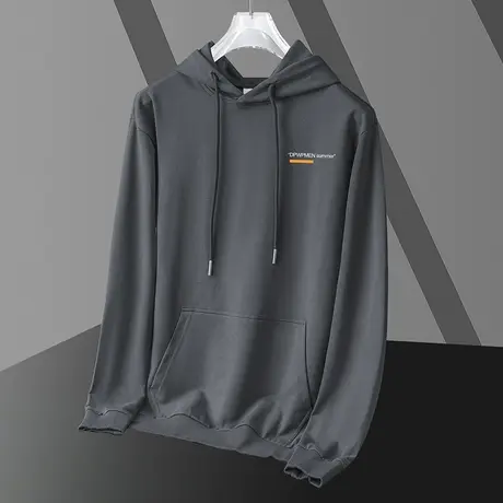 灰色卫衣男潮ins春秋款宽松潮流字母印花连帽外套加绒长袖带帽衫商品大图