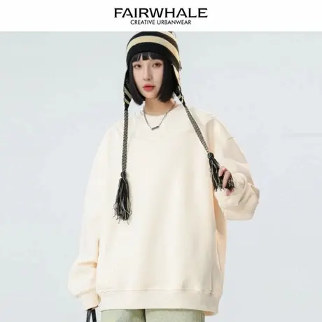 马克华菲美式复古圆领卫衣女2025新款春秋宽松休闲情侣装长袖上衣图片