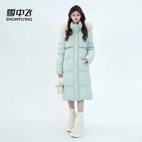 雪中飞长款羽绒服女2025年冬季新款过膝户外百搭连帽加厚保暖外套商品大图