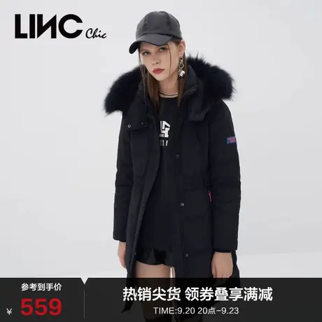 LINCCHIC金羽杰羽绒服女毛领修身中长款羽绒服女冬季944393图片
