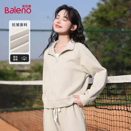 班尼路立领开衫外套女2025早秋新款小个子穿搭短款休闲运动卫衣Q商品大图