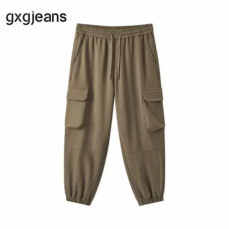 gxg.jeans男装  咖色口袋设计宽松束脚工装休闲长裤男 25冬新品图片